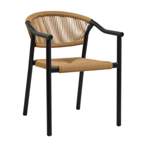 Πολυθρόνα Aloha φυσικό με μαύρο σκελετό 55.5 x 60.5 x 77.5 Αλουμίνιο, Συνθετικό σχοινί Φυσικό