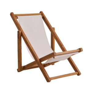 Σεζλόνγκ Luna φυσικό με μπεζ πανί 62 x 87-94 x 78,5-88 TEAK Φυσικό